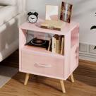 Mesa de cabeceira Aenuert Pink Kids com gaveta e armazenamento aberto