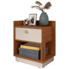 Mesa De Cabeceira Aghata Criado Nicho E Gaveta Cedro Off White
