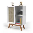 Mesa de Cabeceira Alta Rattan MDF Branco Ofertamo Quarto Mesa de Cabeceira Alta Rattan MDF Branco Ofertamo Quarto