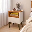 Mesa De Cabeceira Any Retro Quarto Cama Nicho Pés Palito Off white/cedro - Lojasgk