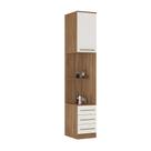 Mesa de Cabeceira Armário para Quarto Modulado 3 Gavetas Escócia Amêndola/Branco para Quarto