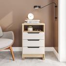 Mesa de Cabeceira Barcelona 3 Gavetas 100% Mdf Carvalho/Off White - Politorno Mesa de Cabeceira Barcelona 3 Gavetas 100% Mdf Carvalho/Off White - Politorno