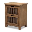 Mesa de cabeceira Baxton Studio Clement Rustic com 2 gavetas em madeira