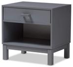 Mesa de cabeceira Baxton Studio Deirdre Modern Grey Wood com 1 gaveta