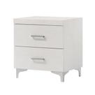 Mesa de cabeceira Benzara com 2 gavetas, alças brancas Mesa de cabeceira Benzara com 2 gavetas, alças brancas