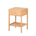 Mesa de Cabeceira Bidê em Bambu, Mesinha Lateral de Sofá com Gaveta e Prateleira 60x40cm, Heimon