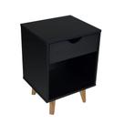 Mesa De Cabeceira Bilbo Preto 1Gav C/Nicho - INOVAKASA Mesa De Cabeceira Bilbo Preto 1Gav C/Nicho - INOVAKASA