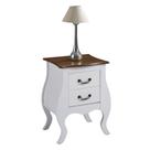 Mesa de Cabeceira Bombê com 2 Gavetas 1026 Linz Móveis - Laca Branca/Imbuia Glazer