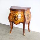 Mesa de Cabeceira Bombê Forma de S Marchetaria Incrustado
