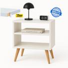 Mesa de Cabeceira Branca com Nichos Design Escandinavo, Compacta, Ideal para Quarto ou Sala