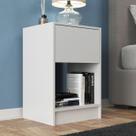 Mesa de Cabeceira Branco Retro com Gaveta e Nicho Mesa de Cabeceira Branco Retro com Gaveta e Nicho