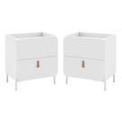 Mesa de Cabeceira BRV Curve Branca com 2 Gavetas MDP e Puxador Couro PU