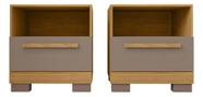 Mesa De Cabeceira Caemmun Zeus Mel E Cinza 51x45x38 Cm