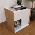 Mesa de cabeceira cama pet cães 45x45x40 Branco e madeirado