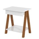 Mesa De Cabeceira Cama Quarto Mini Aparador Hall de Entrada Cavalete com 1 Gaveta Finger - Branco Mesa De Cabeceira Cama Quarto Mini Aparador Hall de Entrada Cavalete com 1 Gaveta Finger - Branco