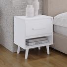 Mesa de Cabeceira Cami 50cm Estilo Retrô Branco - Desk Design