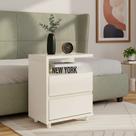 Mesa de Cabeceira Campeche Henn 2 Gavetas Off White