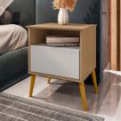 Mesa de Cabeceira Cancun 1 Gaveta Cinamomo/Off White - Móveis Bechara Mesa de Cabeceira Cancun 1 Gaveta Cinamomo/Off White - Móveis Bechara