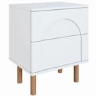 Mesa de Cabeceira Capela 2 Gavetas MDF Moderno Branco Fosco Pés Madeira