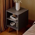 Mesa de Cabeceira Chennai Pé Plástico Multiuso 30x35cm Preto