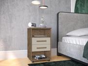 Mesa de Cabeceira CI 2 Gavetas Cor Canela / Off White