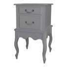 Mesa de Cabeceira Clássica com 2 Gavetas e Pés Luiz XV - Cinza Laca Mesa de Cabeceira Clássica com 2 Gavetas e Pés Luiz XV - Cinza Laca