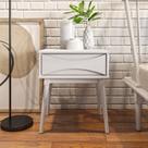 Mesa de Cabeceira com 1 Gaveta Nordik Branco Lavado