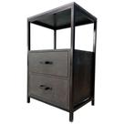 Mesa de Cabeceira com 2 Gavetas Estilo Industrial com Ferro e Madeira Cor Preta