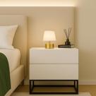mesa de cabeceira com 2 gavetas para quarto de casal branco design moderno estilo industrial