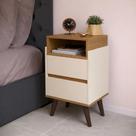 Mesa de Cabeceira com 2 gavetas Verona Para Quarto Casal Solteiro Com Nicho Retrô