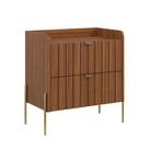 mesa de cabeceira com gaveta para cama quarto moriah 60cm pés e puxadores em ferro classico dourado