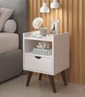 Mesa de Cabeceira Compacta Retrô Mesinha Canto Cama Decore Quarto Com Gaveta Alice Moveis barbosa