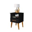 Mesa de Cabeceira criado 1 gaveta retrô Pérola Cor Preto