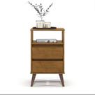 Mesa De Cabeceira Criado Lateral Para Quarto Retro Roma 2 Gavetas 1 Nicho Pés Palito - Freijo