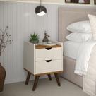 Mesa De Cabeceira Criado Pés Antiumidade Cor Off White/Freijo