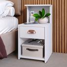 Mesa de Cabeceira Criado Quarto Casal Cama Box com Gaveta Nicho e Prateleira Compacta Bide Cama Cleo Facil Montagem