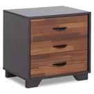 Mesa de cabeceira de madeira Acme Eloy com 3 gavetas e café expresso de nogueira