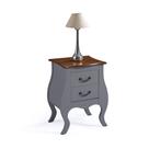 Mesa de Cabeceira de Madeira Bombê Antique com 2 Gavetas - M51026