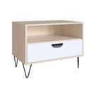 Mesa de Cabeceira Drawer 1 GV Nature e Branca 67 cm