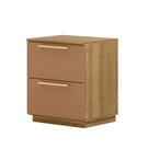 Mesa de Cabeceira Dubai 2 Gavetas com Puxadores Dourados Design Moderno MDP 15mm Vila Rica Móveis