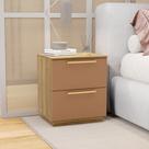 Mesa de Cabeceira Dubai Kit 2 Unidades 2 Gavetas MDF 15mm Off White Fendi com Puxadores Dourados