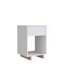 Mesa de Cabeceira e Lateral Emovell Nomad B88 1 Gaveta Branco Montana MDP com Nicho