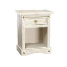 Mesa de Cabeceira em Madeira Branco Rústico 1 Gaveta Marin Brasil