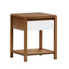 Mesa de Cabeceira em Madeira Maciça 1 Gaveta Modena Marrom Amêndoa/Branco Mesa de Cabeceira em Madeira Maciça 1 Gaveta Modena Marrom Amêndoa/Branco