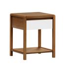 Mesa de Cabeceira em Madeira Maciça 1 Gaveta Modena Marrom Amêndoa/Branco Mesa de Cabeceira em Madeira Maciça 1 Gaveta Modena Marrom Amêndoa/Branco