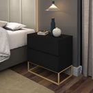 Mesa De Cabeceira Eros 45 Preto Com Pés Em Ferro Dourado Mesa De Cabeceira Eros 45 Preto Com Pés Em Ferro Dourado