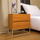 Mesa de Cabeceira Eros 45 Retrô Com 2 Gavetas Pés De Ferro Moderna Mesa de Cabeceira Eros 45 Retrô Com 2 Gavetas Pés De Ferro Moderna