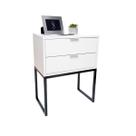 Mesa de Cabeceira Estilo Industrial 40cm Branco Eco 2 Gavetas Base Ferro Preto Lateral Cama Mesa de Cabeceira Estilo Industrial 40cm Branco Eco 2 Gavetas Base Ferro Preto Lateral Cama