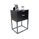 Mesa de Cabeceira Estilo Industrial 40cm Preto 2 Gavetas Pés Ferro Preto Quarto Lateral Cama