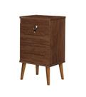 Mesa de Cabeceira Estilo Retrô 2 gavetas com Fechaduras em Aço Cor Canelato